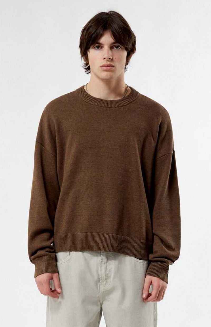 BROWN HEATHER PacSun Otto Cropped Crew Sweater | DRZOTYV-26