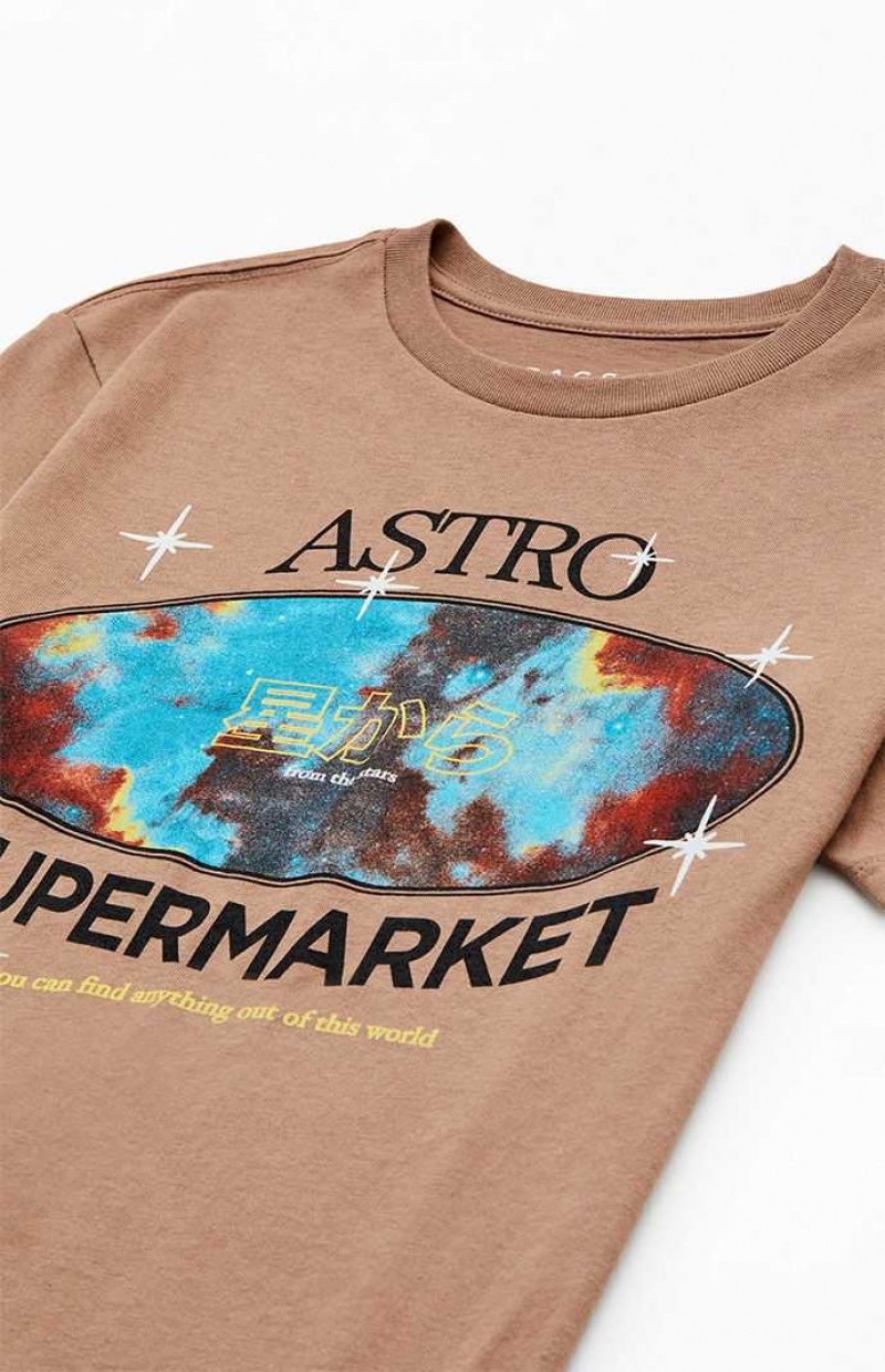 BROWN PacSun Astro Supermarket T-Shirt | AXEZHKQ-97