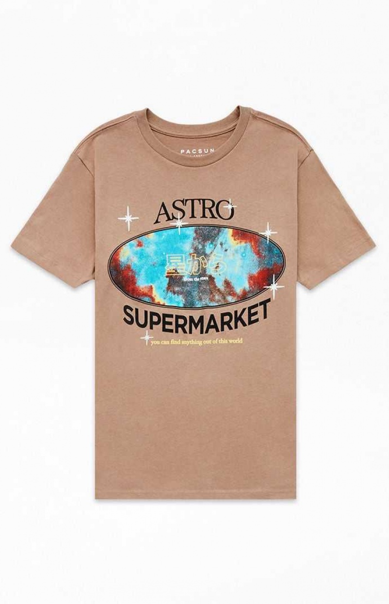 BROWN PacSun Astro Supermarket T-Shirt | AXEZHKQ-97