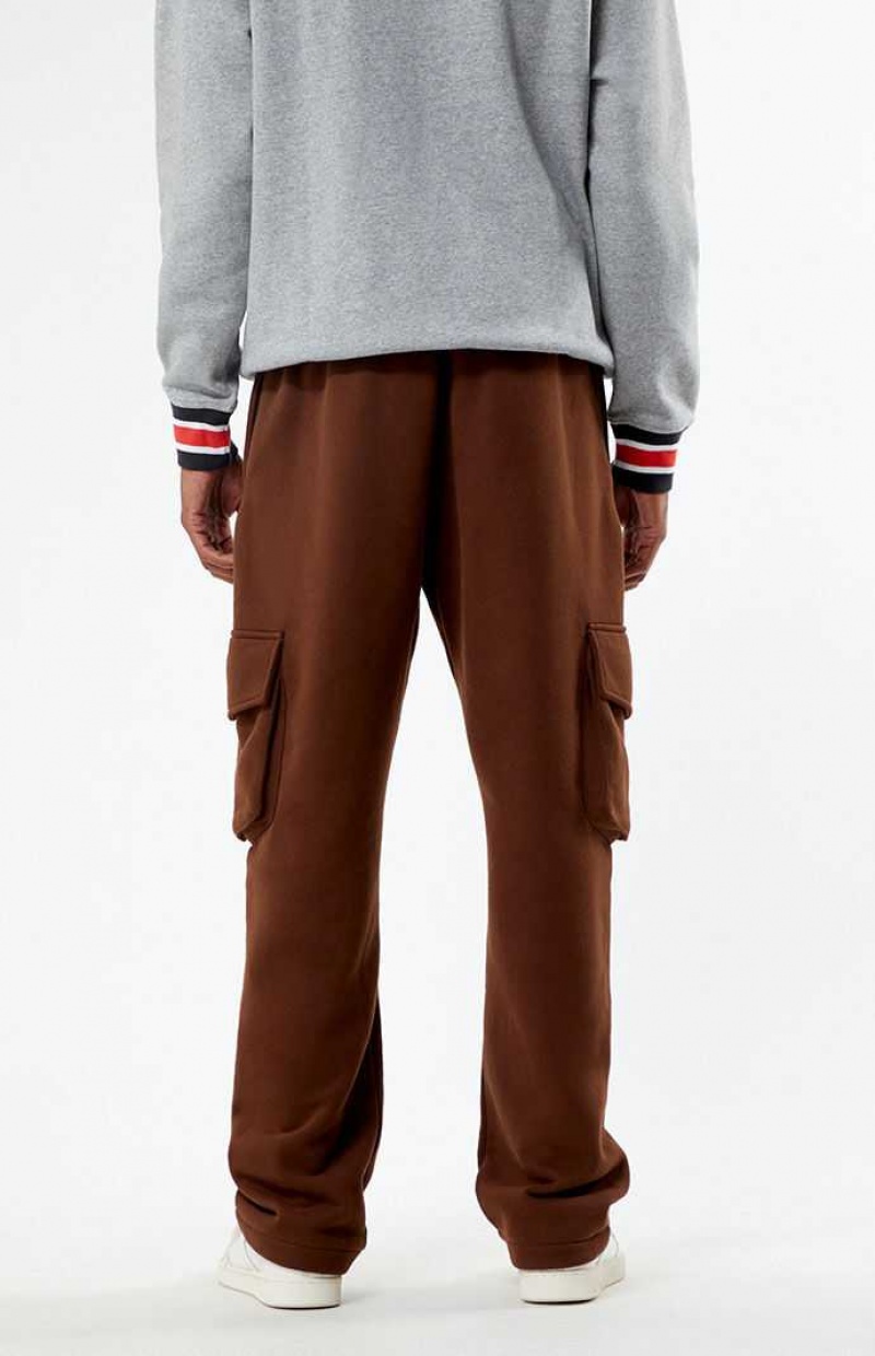 BROWN PacSun Baggy Fleece Cargo Sweatpants | QPBDHMC-09