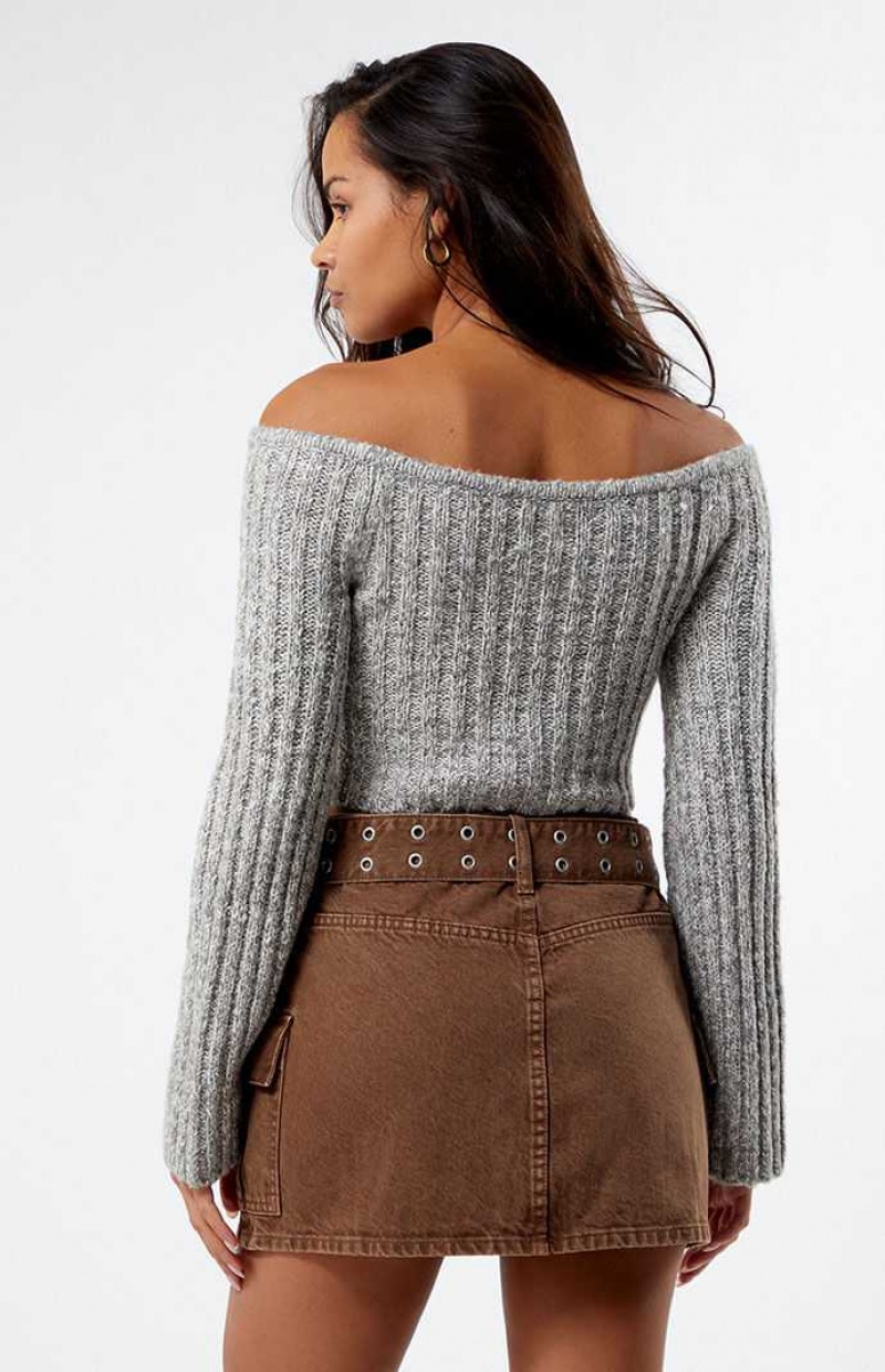 BROWN PacSun Belted Cargo Denim Mini Skirt | ACDLTUX-58