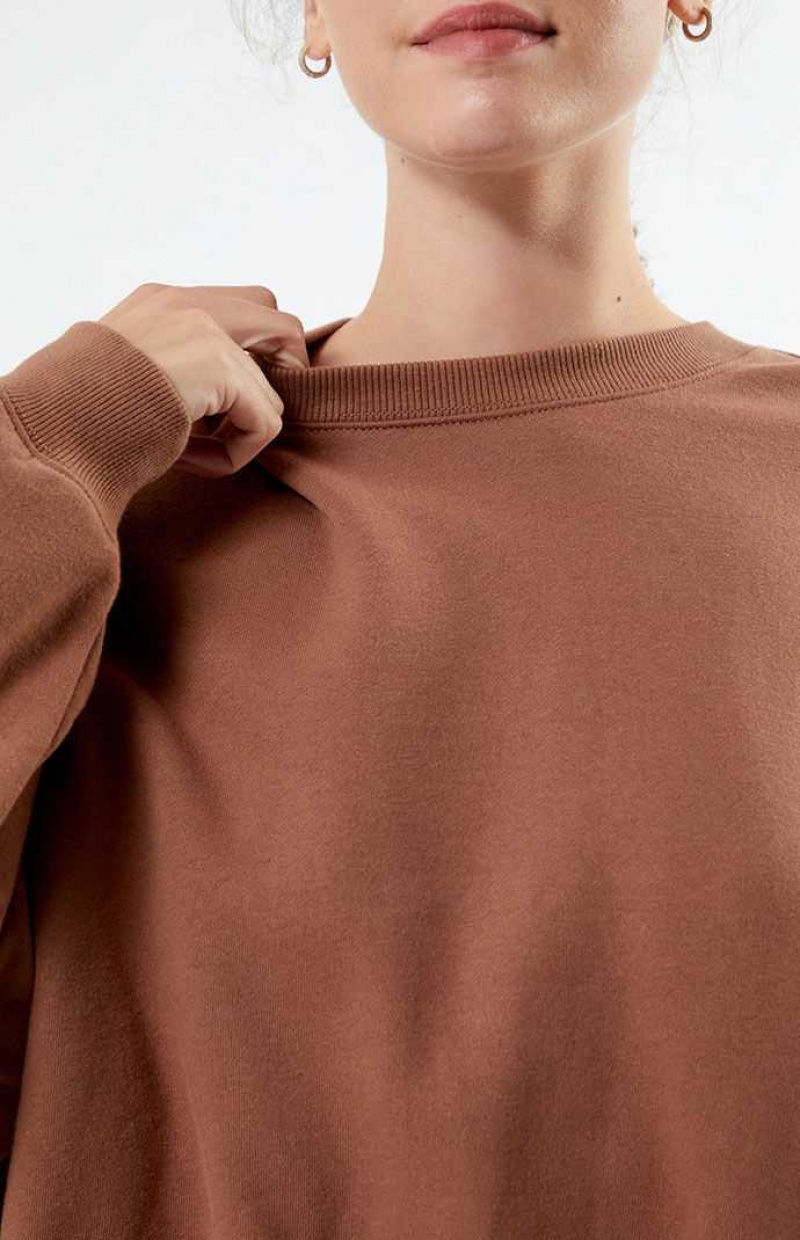 BROWN PacSun Best Bet Cropped Fleece Sweatshirt | XECNIHA-47