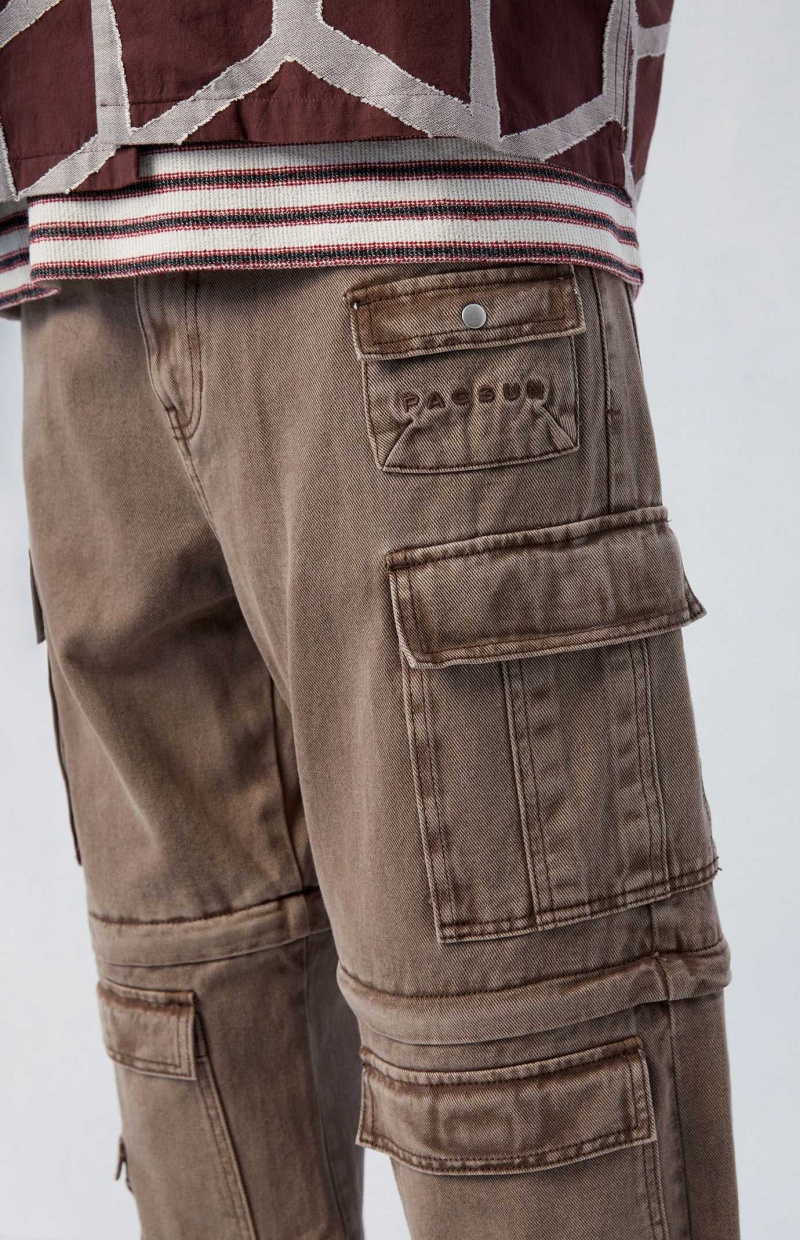 BROWN PacSun Brown Baggy Zip-Off Cargo Jeans | RCSVQYA-48