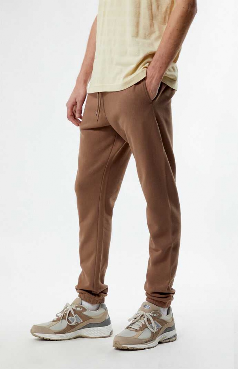 BROWN PacSun Brown Fleece Jogger Sweatpants | VYAULQH-59