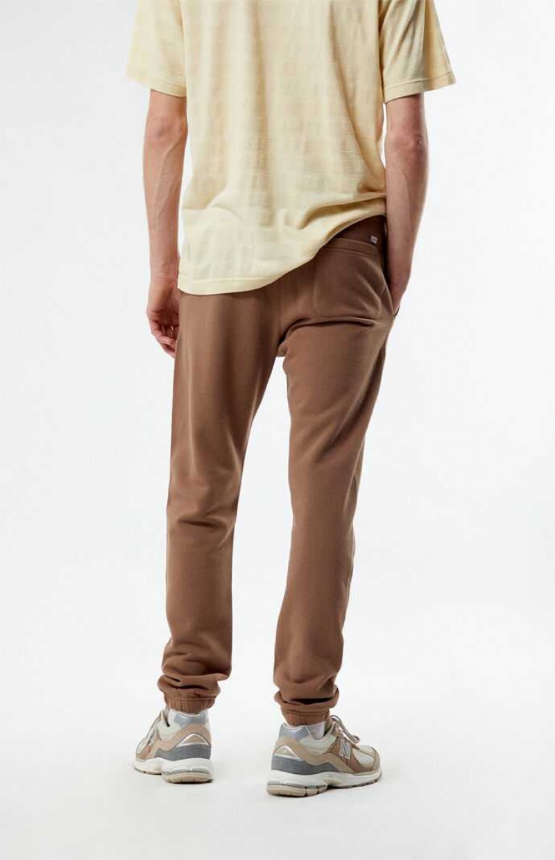 BROWN PacSun Brown Fleece Jogger Sweatpants | VYAULQH-59