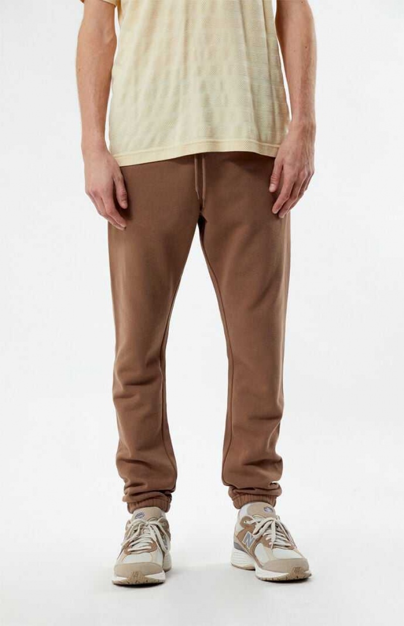 BROWN PacSun Brown Fleece Jogger Sweatpants | VYAULQH-59