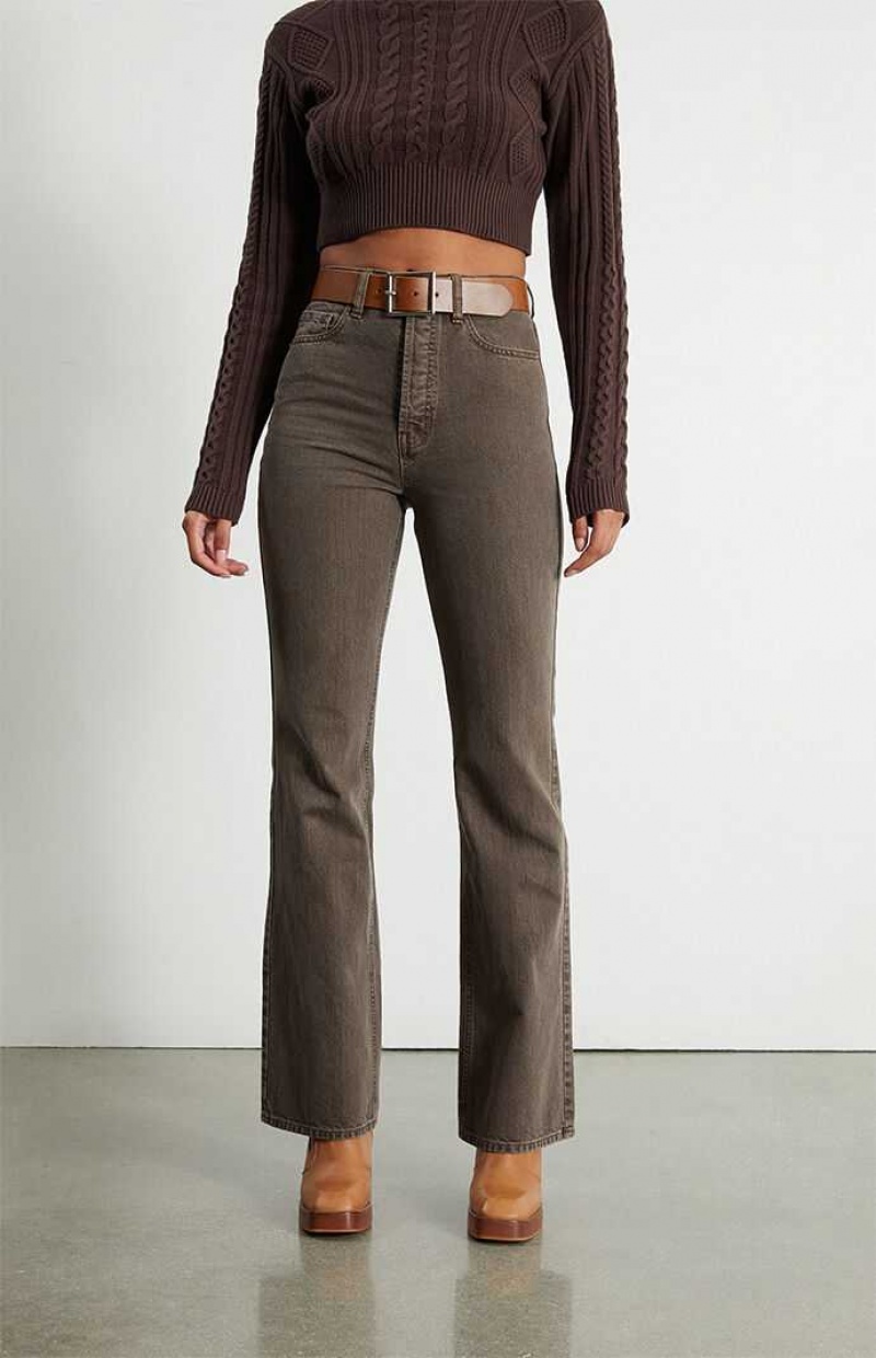 BROWN PacSun Brown High Waisted Bootcut Jeans | QEBKYDJ-96