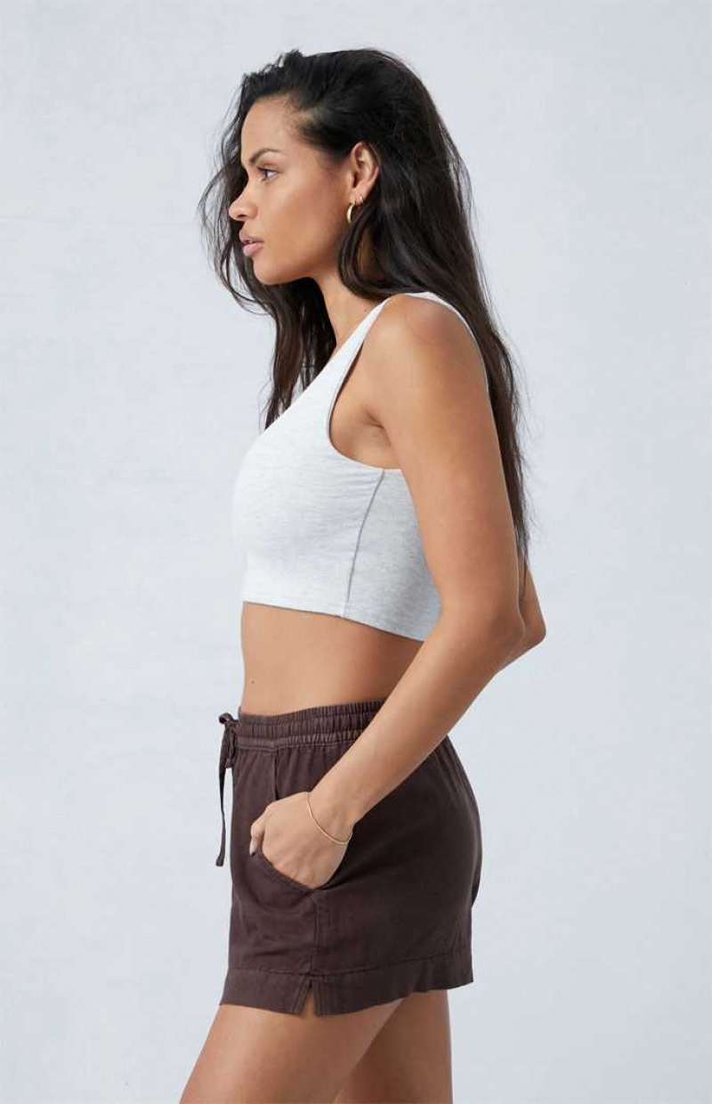 BROWN PacSun Brown Linen Tie Front Shorts | AYMIUXZ-36