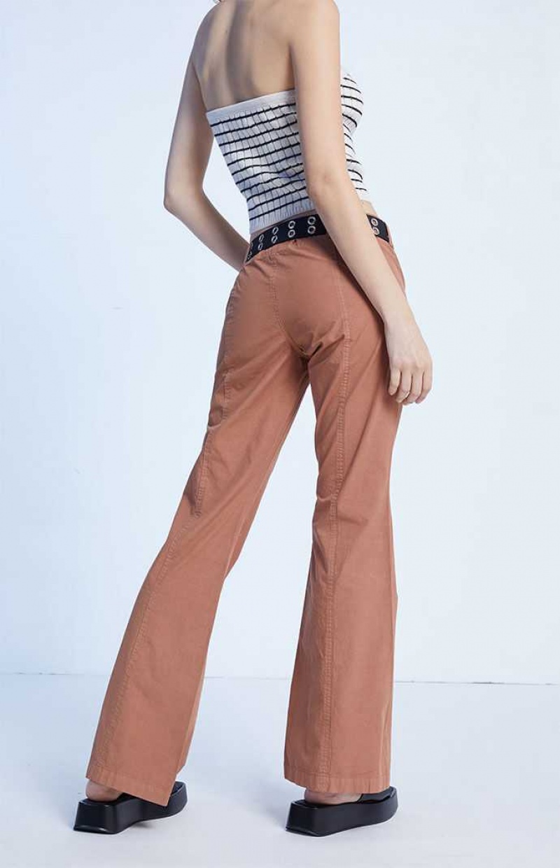 BROWN PacSun Brown Low Rise Flare Pants | KFAZGNW-40