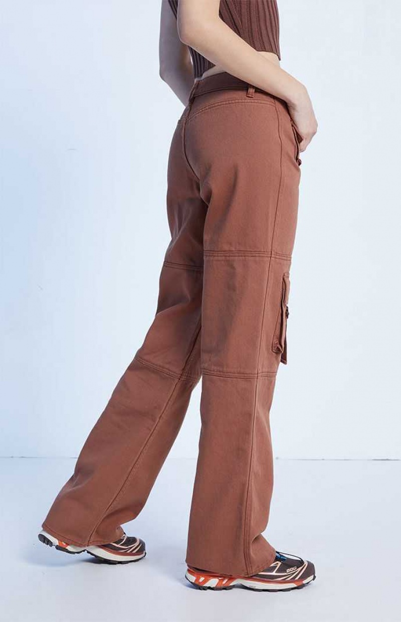 BROWN PacSun Brown Low Rise Utility Cargo Pants | FYOIBVR-57