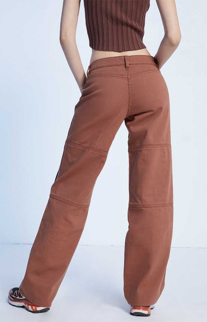 BROWN PacSun Brown Low Rise Utility Cargo Pants | FYOIBVR-57