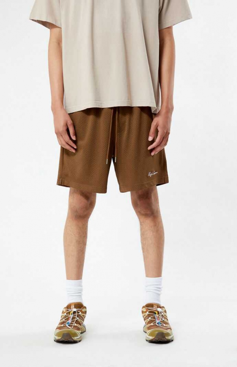 BROWN PacSun Brown Mesh Basketball Shorts | AJFQIRE-65