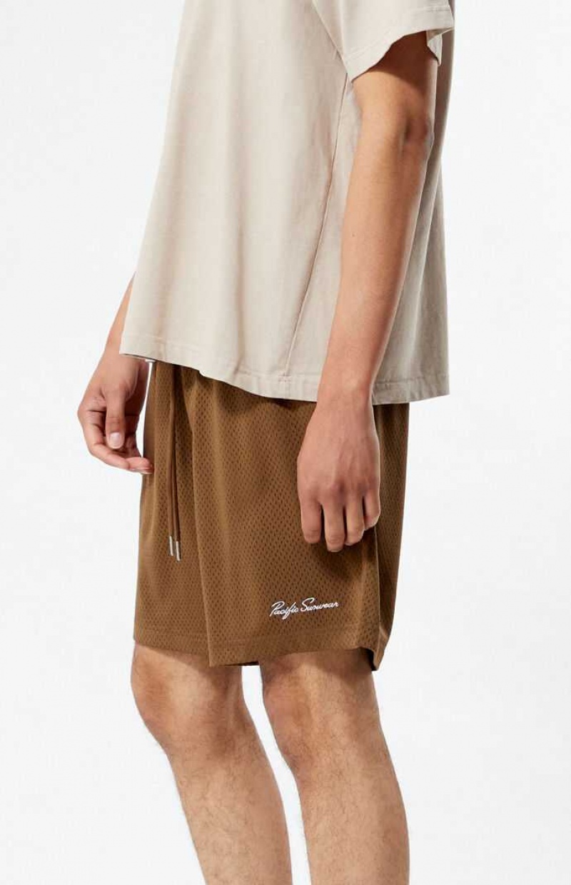 BROWN PacSun Brown Mesh Basketball Shorts | AJFQIRE-65