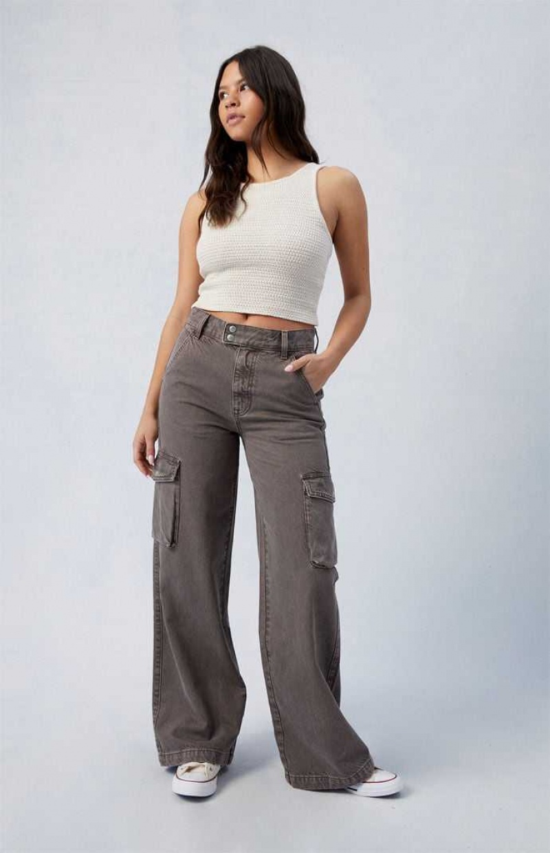 BROWN PacSun Brown Mid Rise Baggy Cargo Pants | HWGMUZX-61