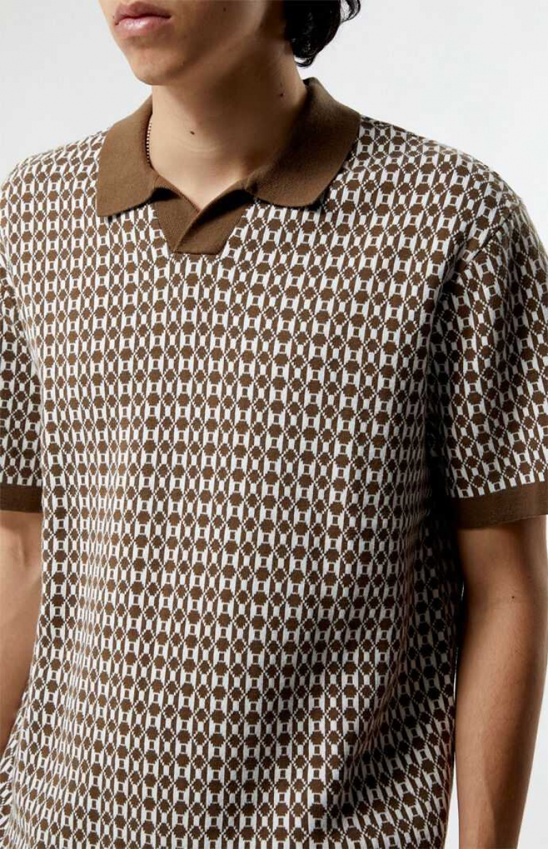 BROWN PacSun Brown Open Polo Shirt | GUYBLQK-04