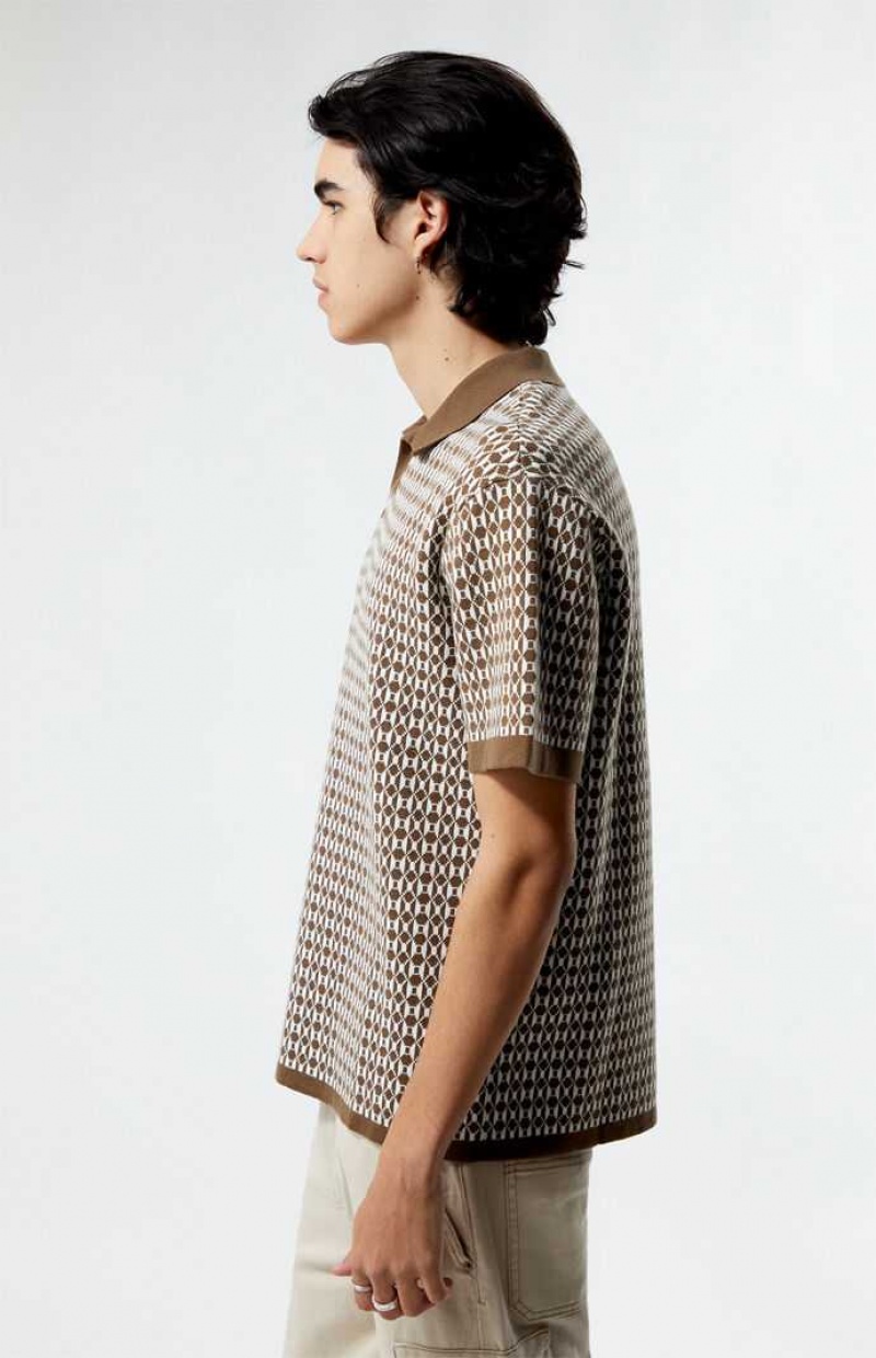 BROWN PacSun Brown Open Polo Shirt | GUYBLQK-04