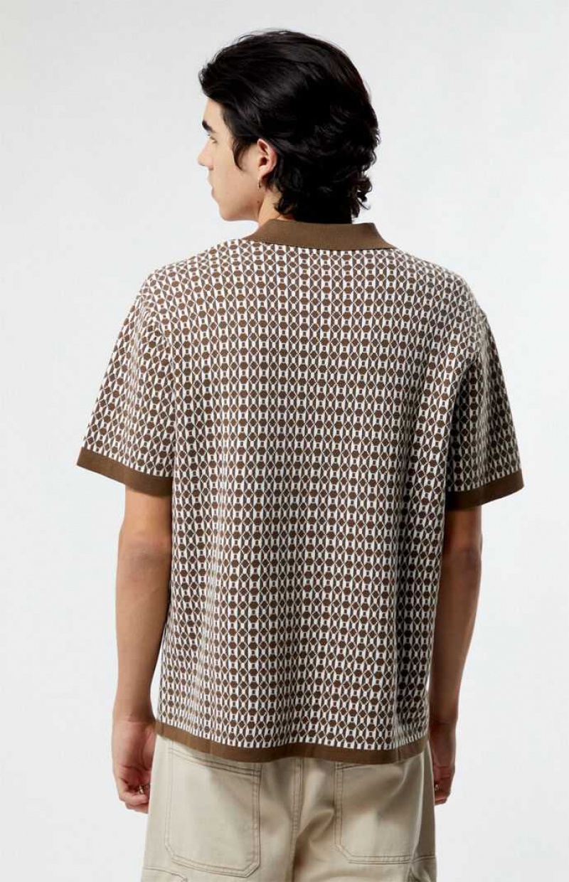 BROWN PacSun Brown Open Polo Shirt | GUYBLQK-04