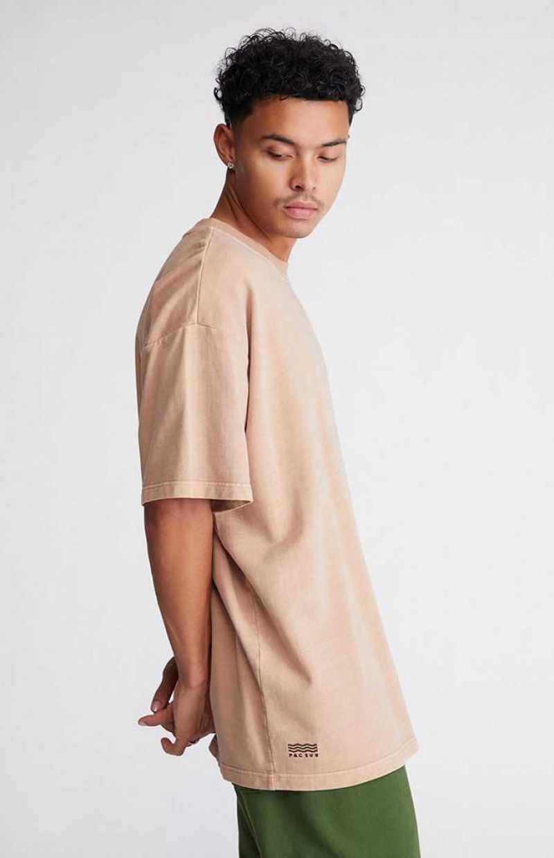 BROWN PacSun Brown Oversized Terry T-Shirt | NEHKWYM-26