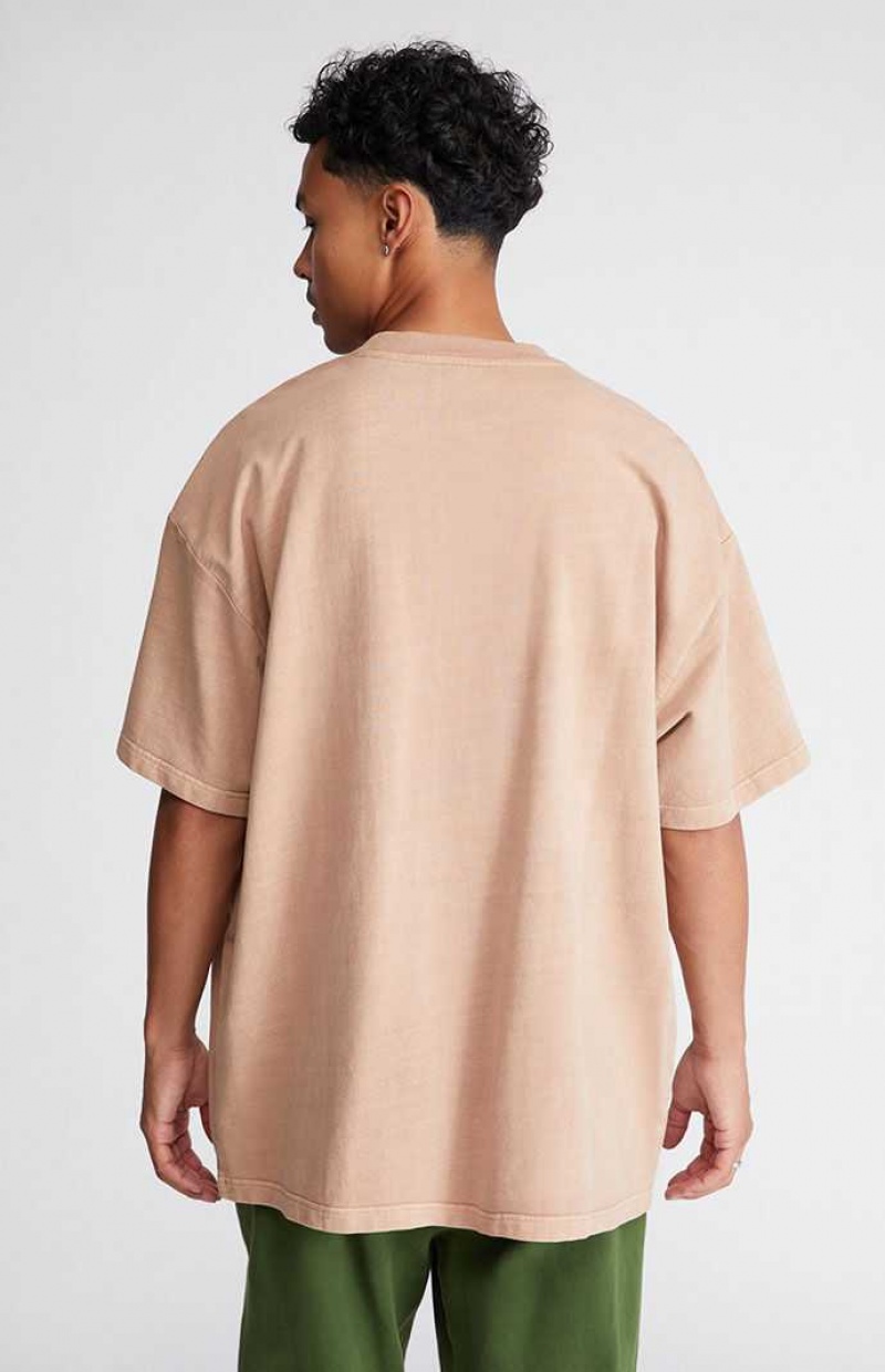 BROWN PacSun Brown Oversized Terry T-Shirt | NEHKWYM-26