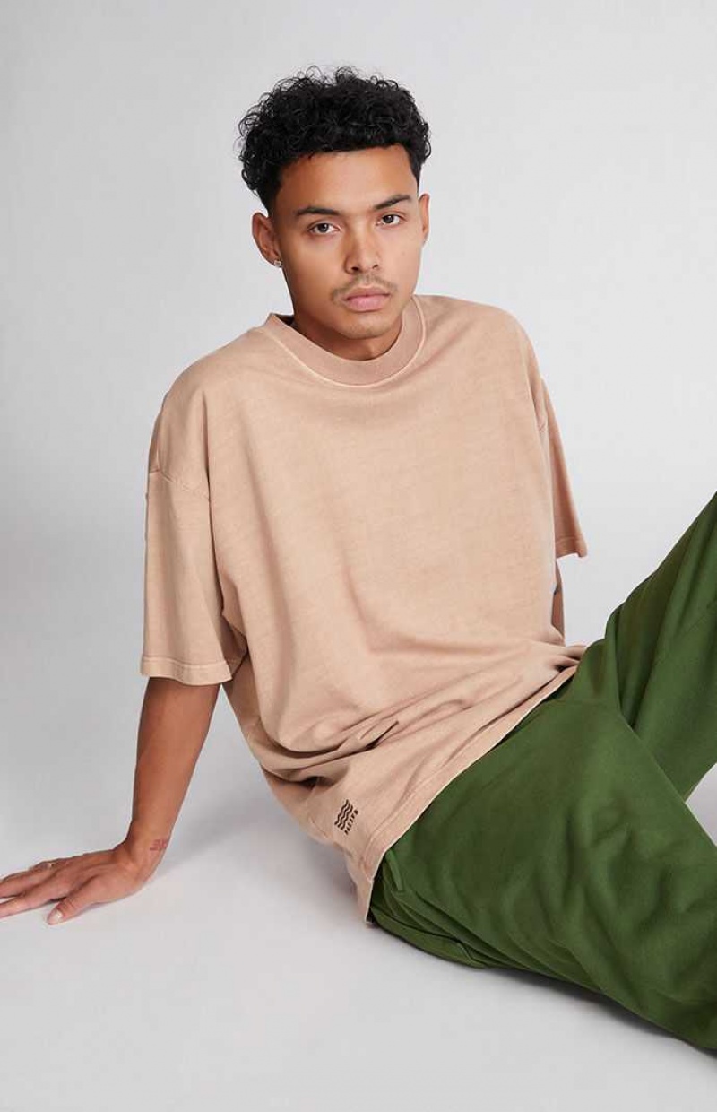 BROWN PacSun Brown Oversized Terry T-Shirt | NEHKWYM-26