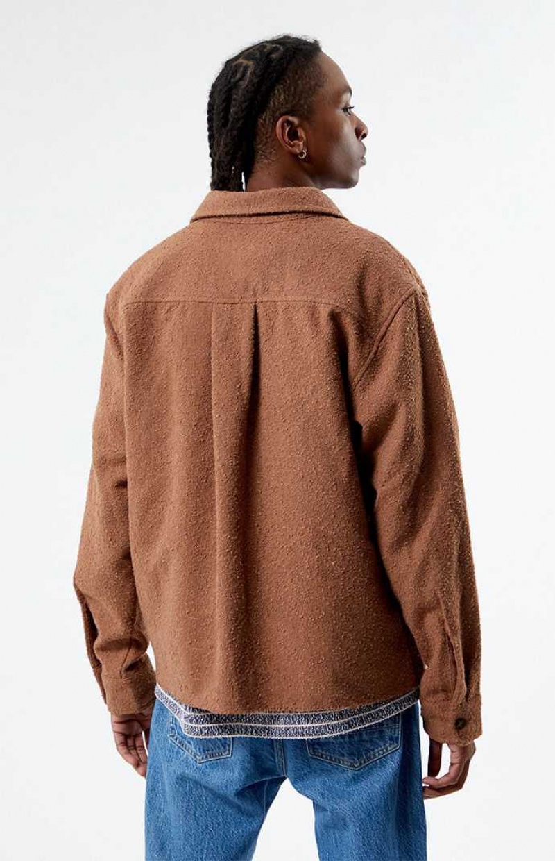 BROWN PacSun Brown Oversized Wooly Solid Shacket | KNHIVSW-16