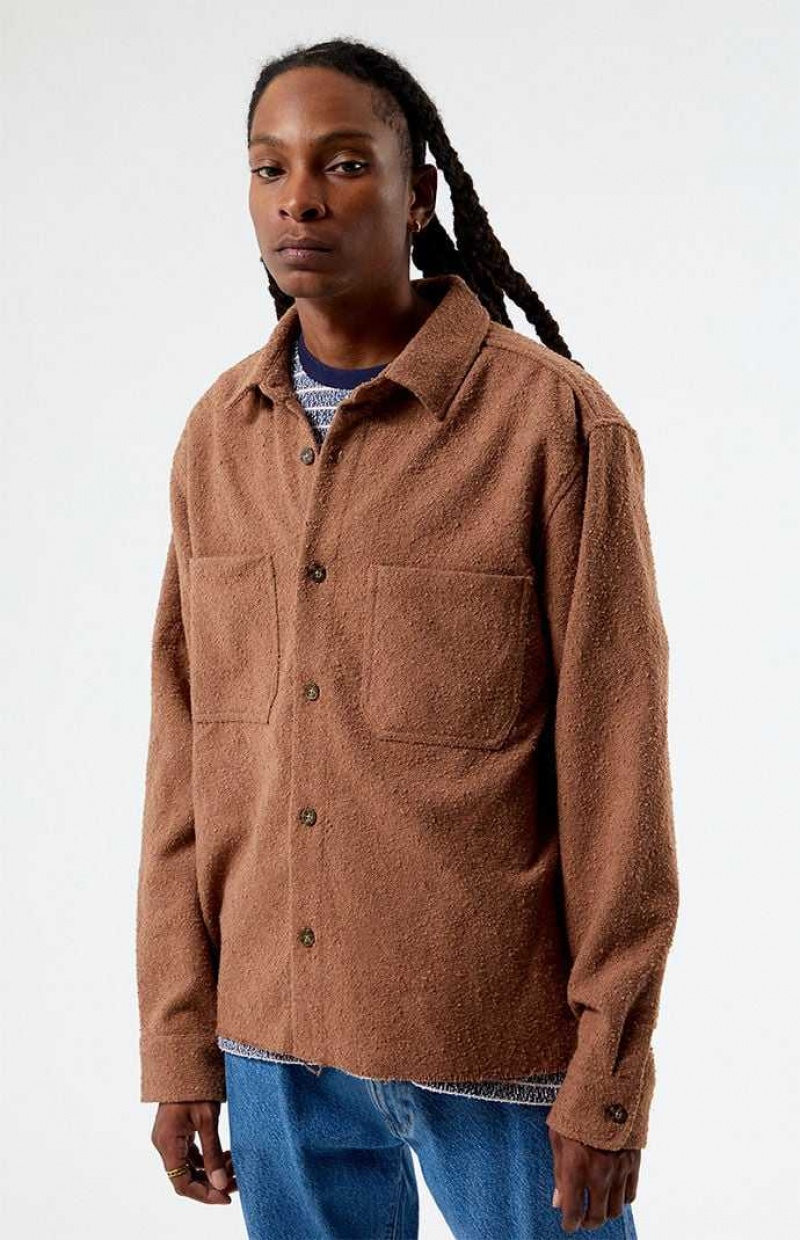 BROWN PacSun Brown Oversized Wooly Solid Shacket | KNHIVSW-16