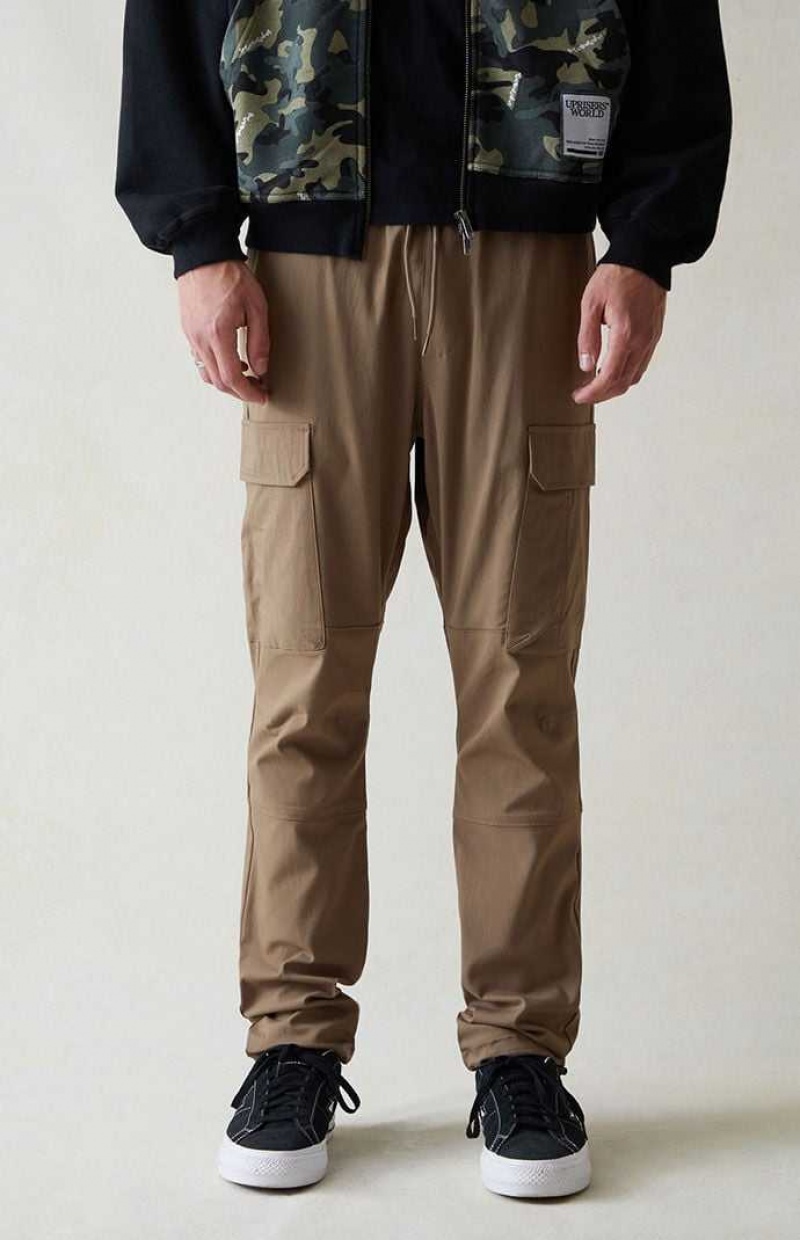 BROWN PacSun Brown Performance Athletic Slim Cargo Pants | QFOVDAK-34