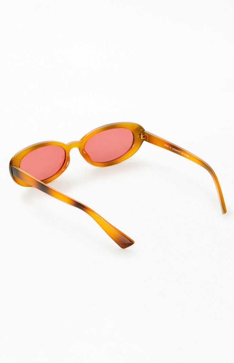 BROWN PacSun Brown Plastic Round Sunglasses | DKWSYCM-57