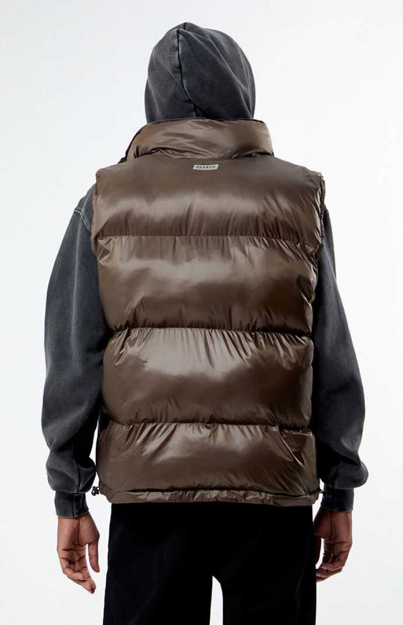 BROWN PacSun Brown Puffer Vest | TESWMZX-93