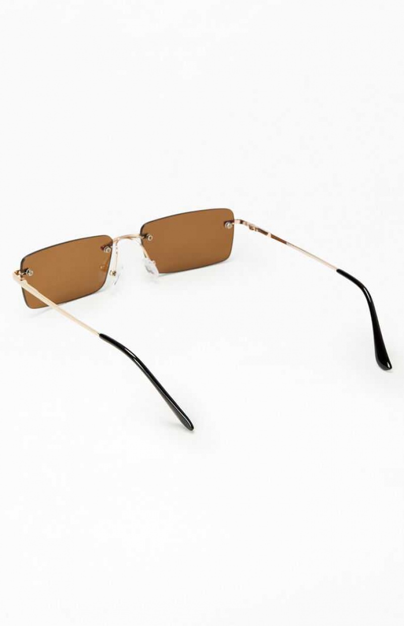 BROWN PacSun Brown Rimless Metal Sunglasses | VLSODBK-70