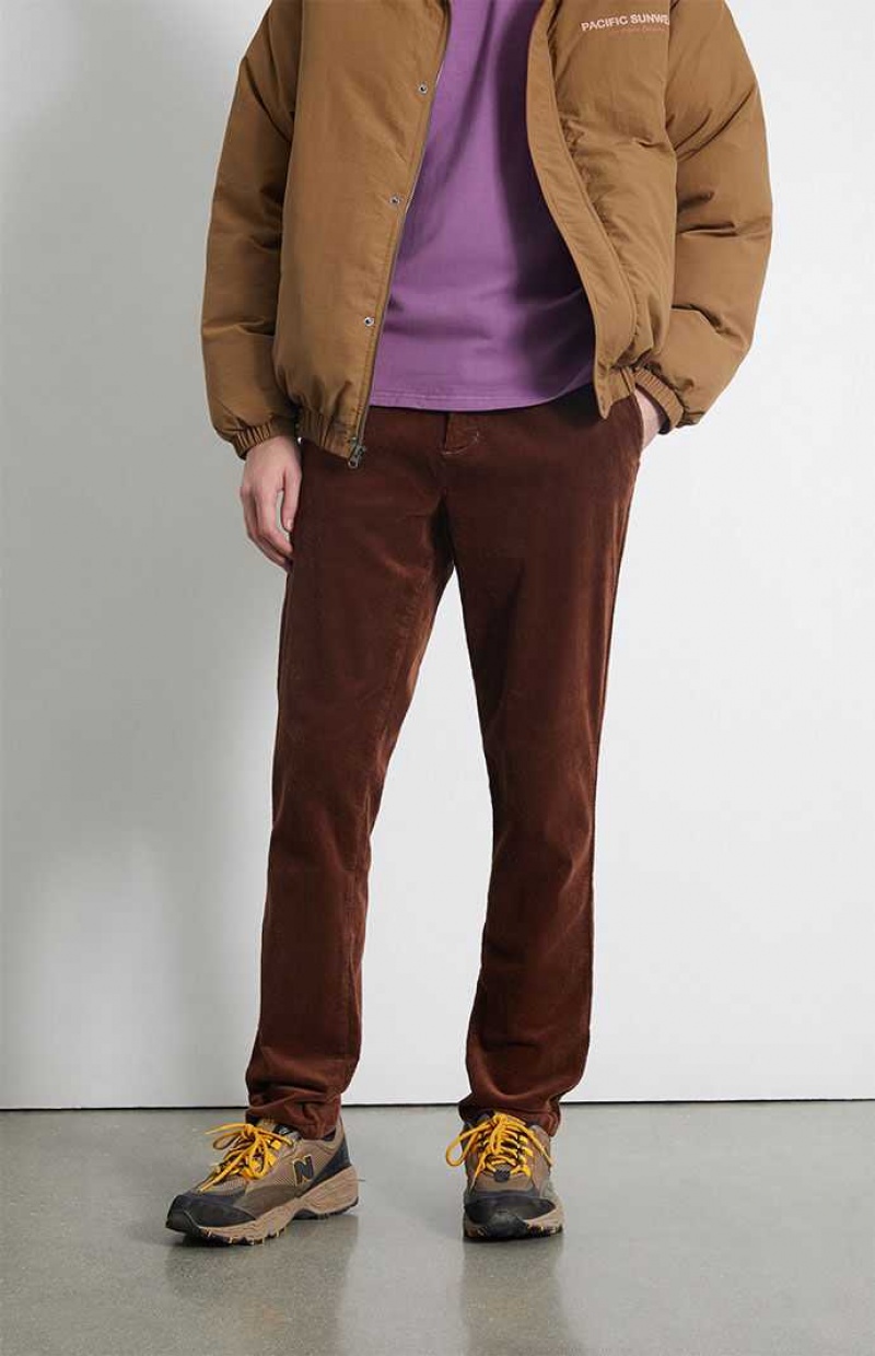 BROWN PacSun Brown Slim Chino Pants | FWQZTVO-13