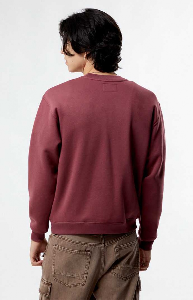 BROWN PacSun Brown Solid Crew Neck Sweatshirt | BSTRMPA-69