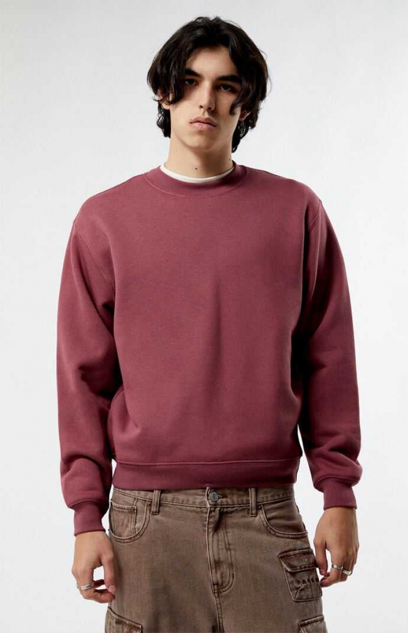 BROWN PacSun Brown Solid Crew Neck Sweatshirt | BSTRMPA-69