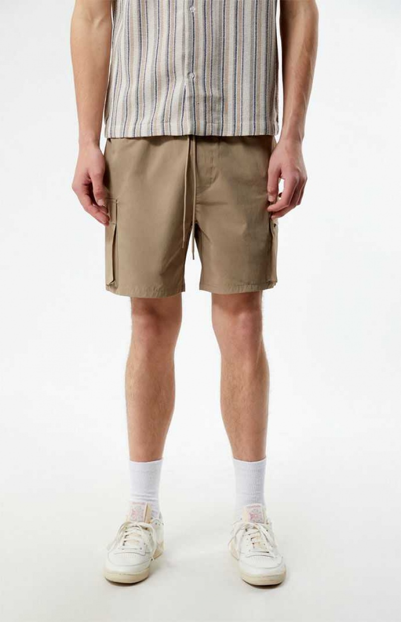 BROWN PacSun Brown Stretch Cargo Shorts | YIBQKAV-05