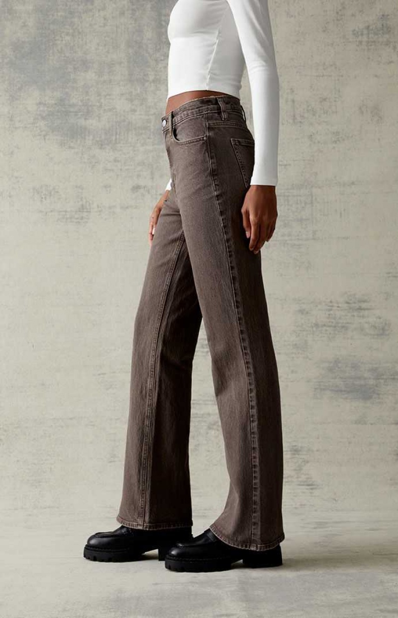 BROWN PacSun Brown Stretch High Waisted Bootcut Jeans | CLTZGJX-84