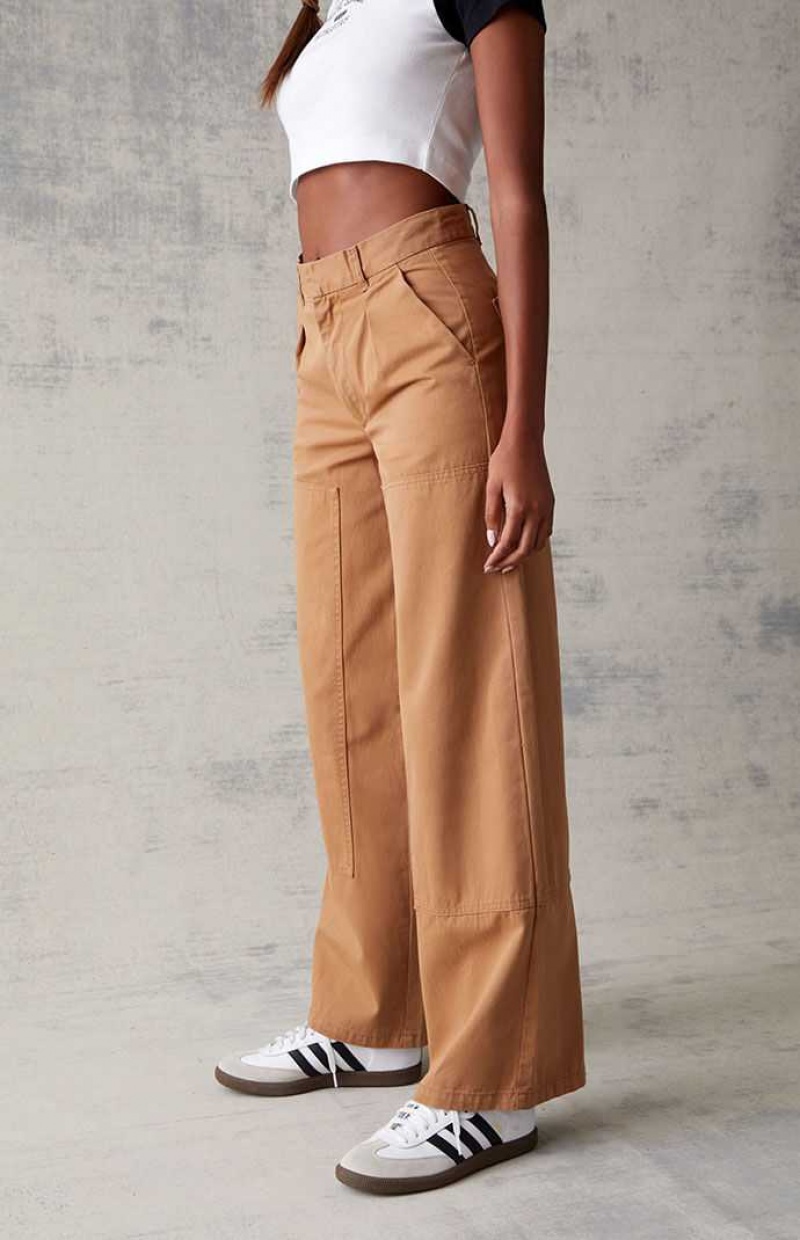 BROWN PacSun Brown Wide Leg Trousers | DSYHQPV-06