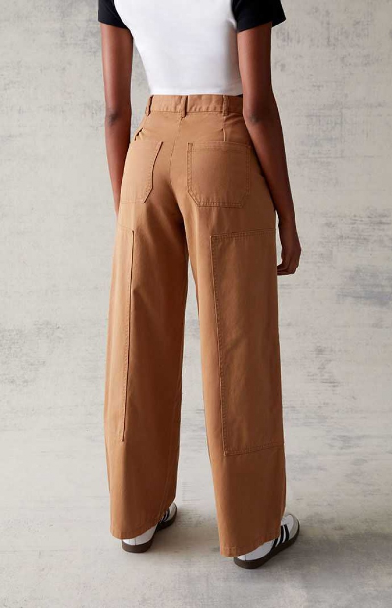 BROWN PacSun Brown Wide Leg Trousers | DSYHQPV-06