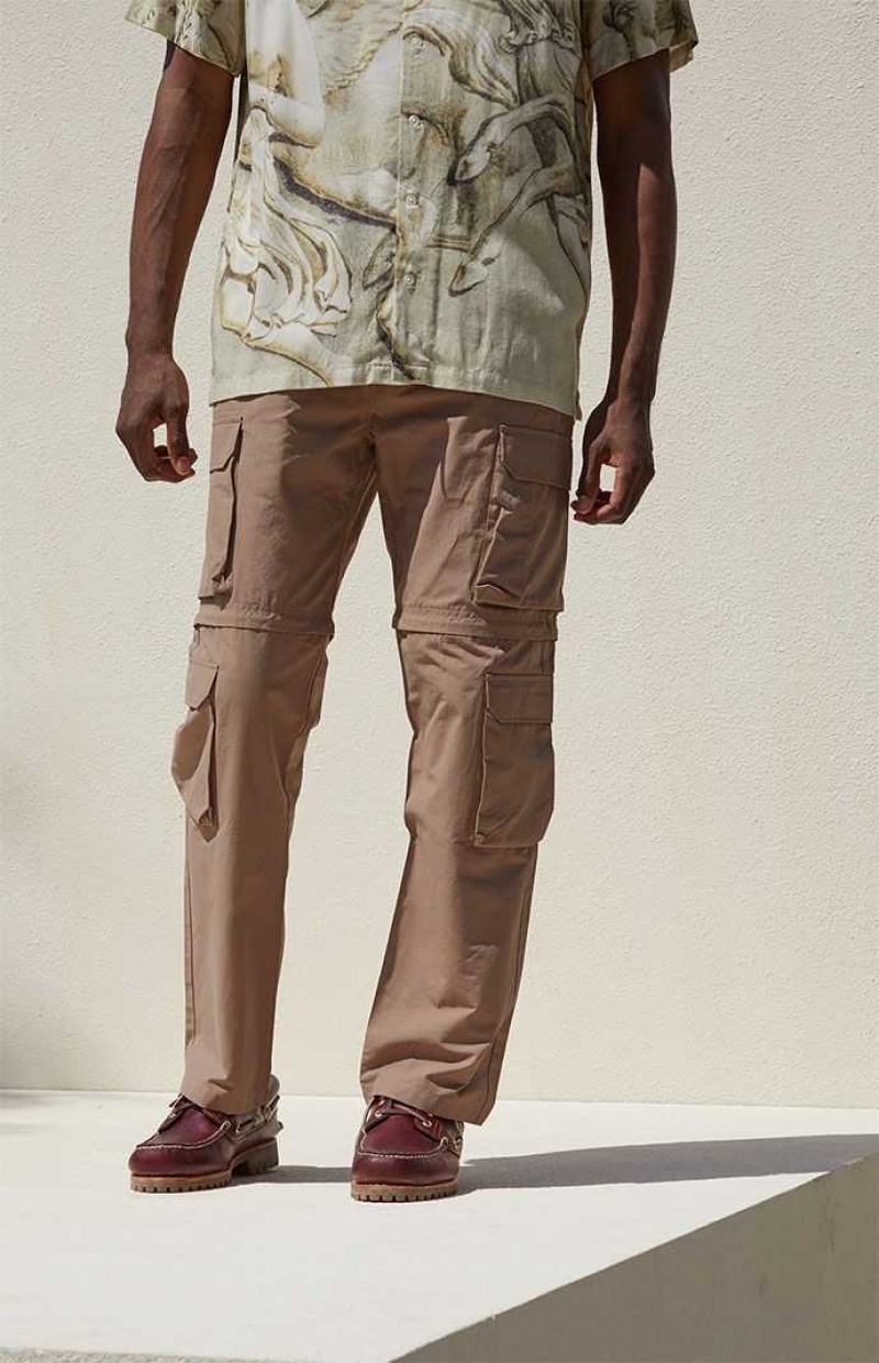 BROWN PacSun Brown Zip Off Cargo Pants | JYRDGQI-02