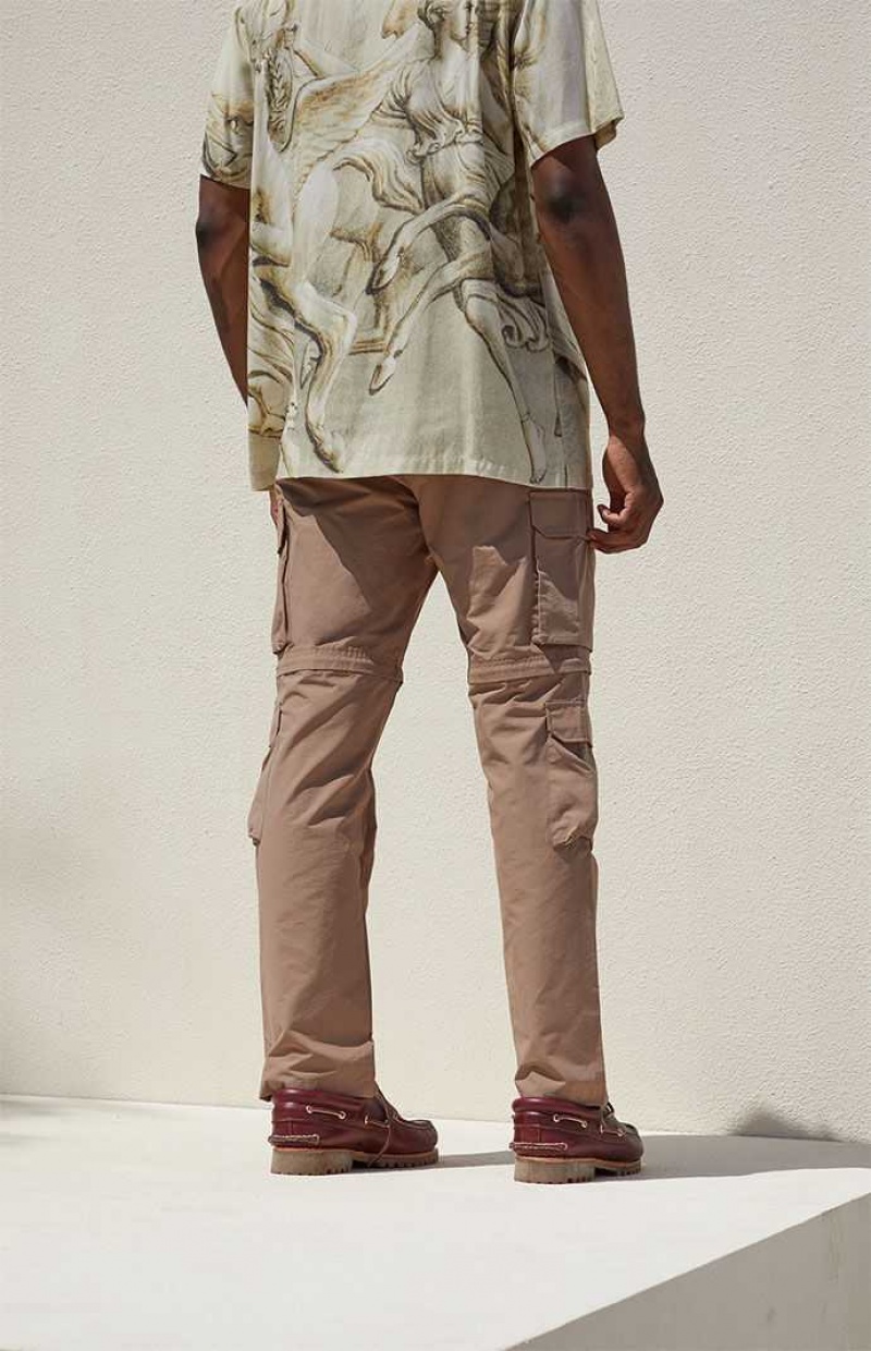 BROWN PacSun Brown Zip Off Cargo Pants | JYRDGQI-02