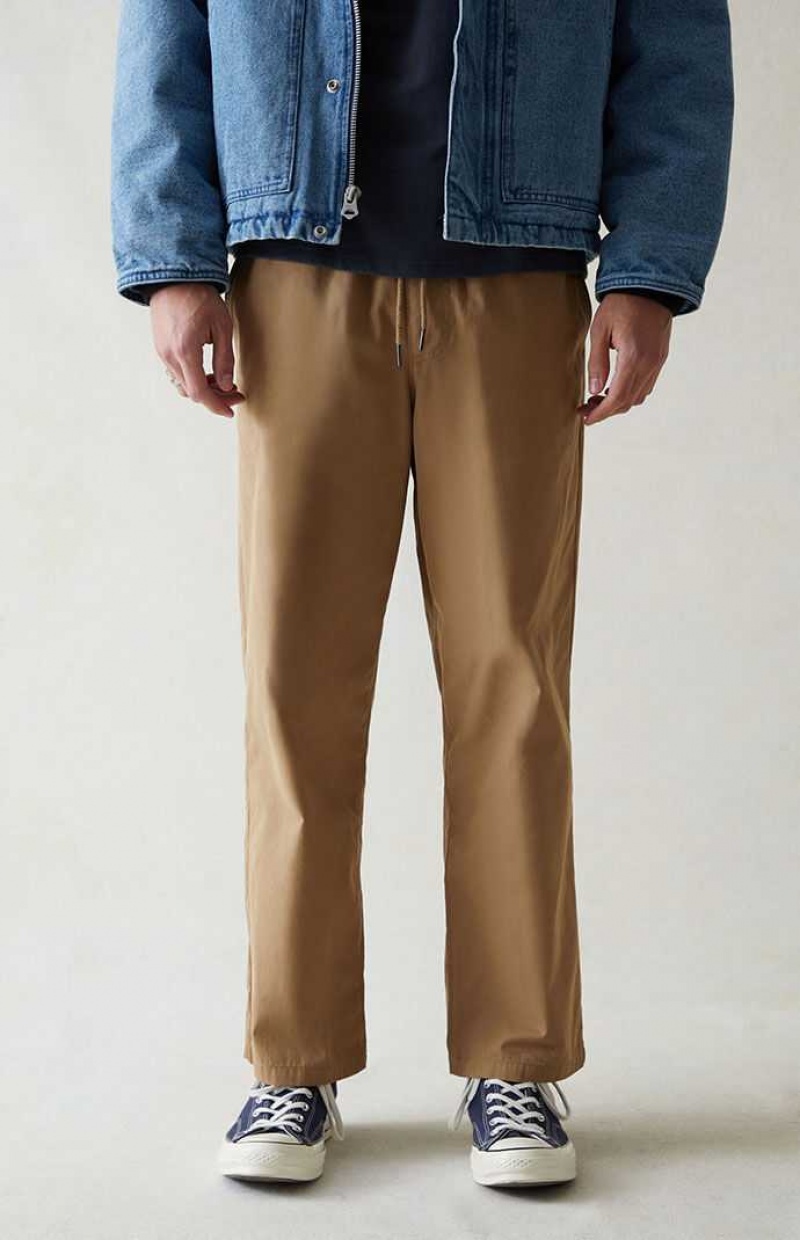 BROWN PacSun Canvas Brown Straight Trousers | LTFDWMV-04