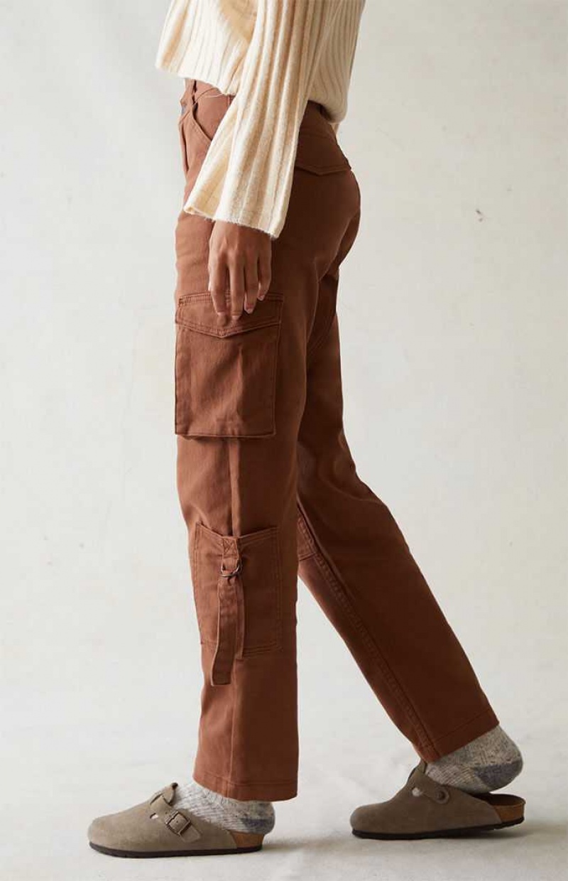 BROWN PacSun Comfort Stretch Brown Cargo Dad Pants | SZYFGUW-52