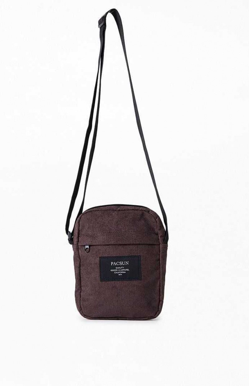 BROWN PacSun Corduroy Crossbody Bag | WGAQJFR-06