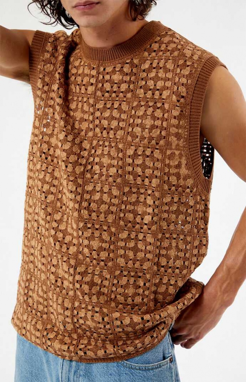 BROWN PacSun Crochet Sweater Vest | KHESORG-75