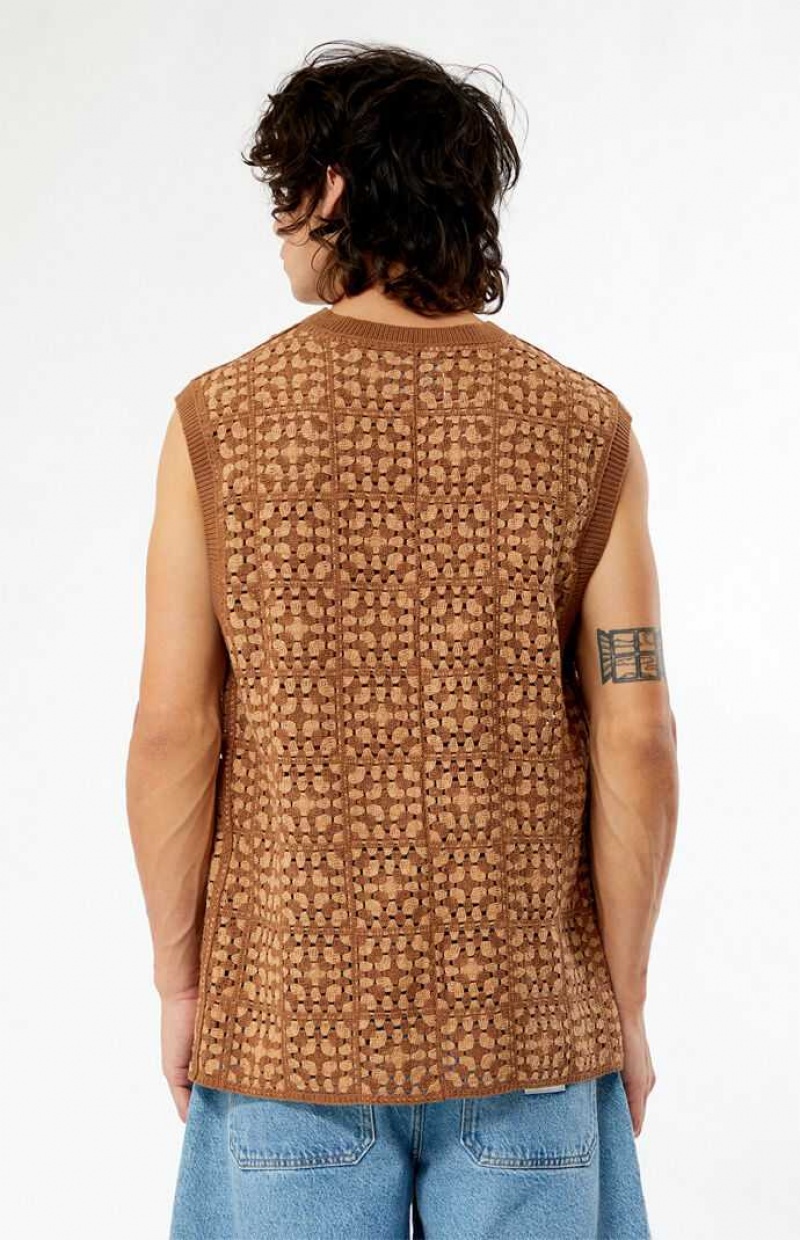 BROWN PacSun Crochet Sweater Vest | KHESORG-75