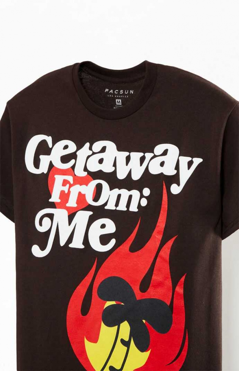 BROWN PacSun Getaway From Me T-Shirt | QZWRTLP-90