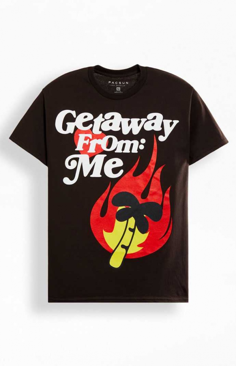 BROWN PacSun Getaway From Me T-Shirt | QZWRTLP-90