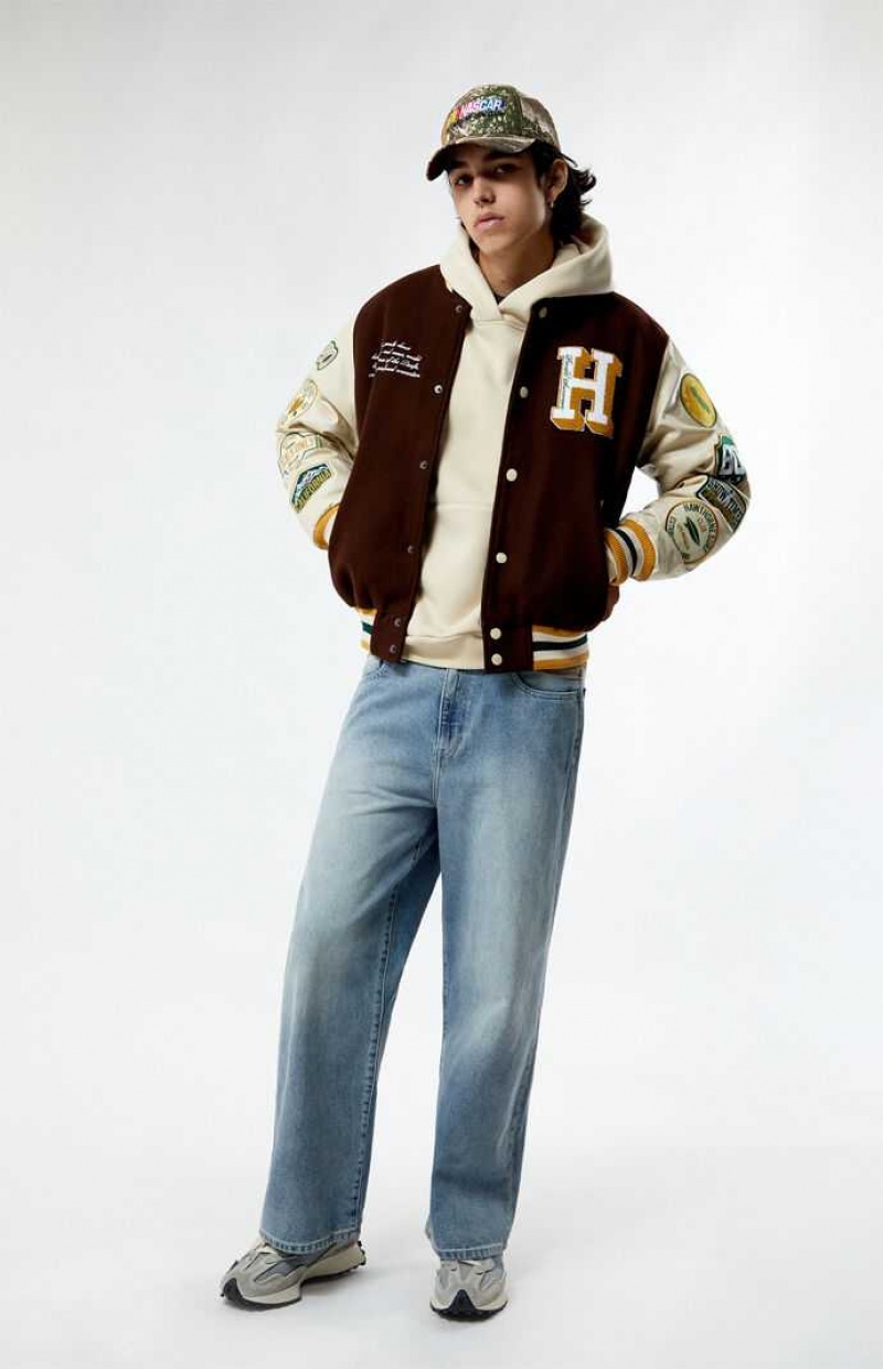 BROWN PacSun Hawthorne Varsity Jacket | TLQMHJN-07