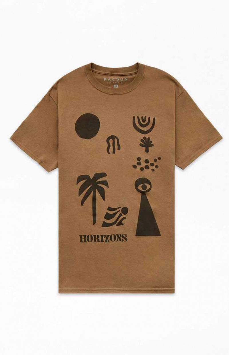 BROWN PacSun Horizon T-Shirt | TUPNOGY-40