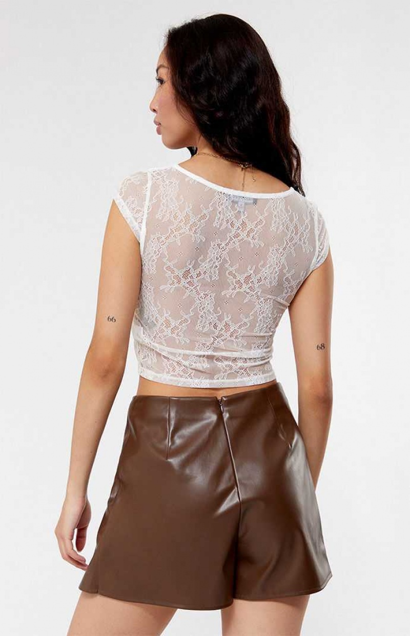 BROWN PacSun Kendall & Kylie Faux Leather Mini Skirt | YPJWFQD-28