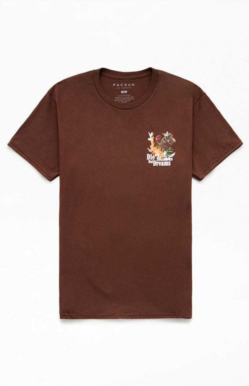 BROWN PacSun Live Your Dreams T-Shirt | NSZVDQK-89